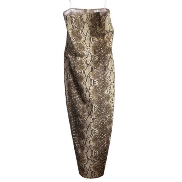 Katie May Vixen Faux Leather Dress in Camel Snake - Picture 3 of 6